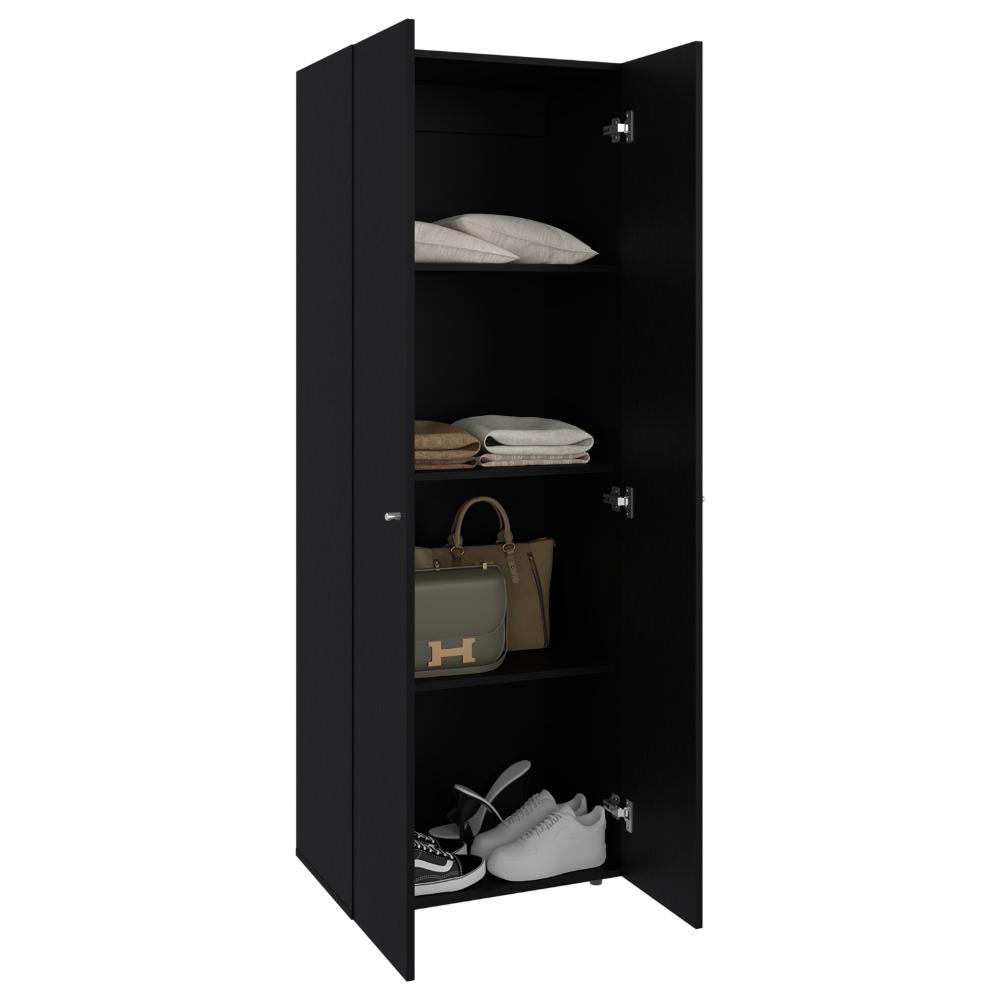 Closet Beico, Wengue, Con Dos Puertas Abatibles y Un Tubo Cromado