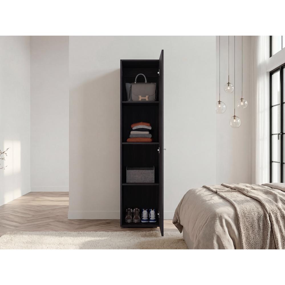 Closet Alma, Kronos Wengue, Una puerta abatible y entrepaños para guardar ropa ZF