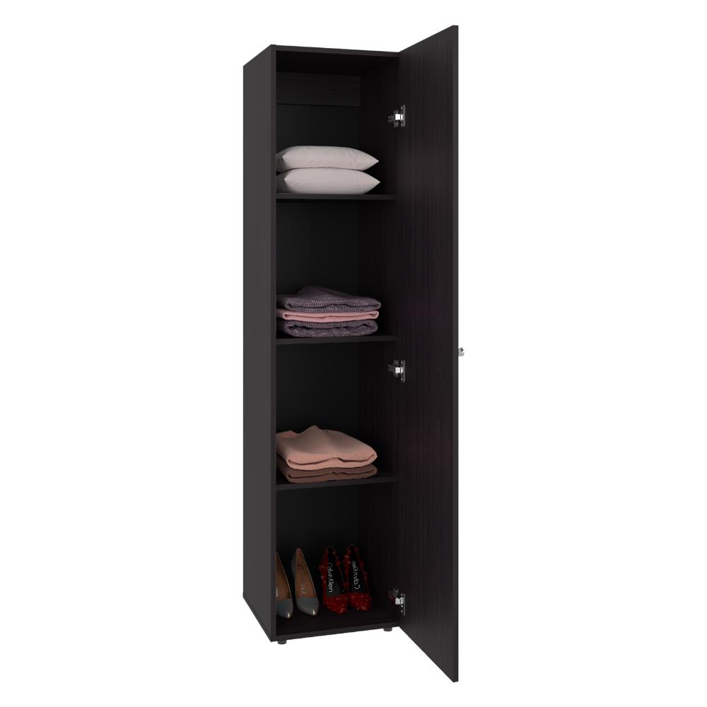 Closet Con Espejo Alma, Kronos Wengue, Una puerta abatible y entrepaños para guardar ropa ZF