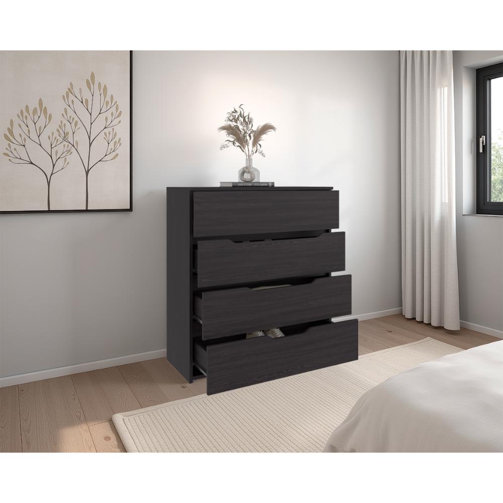 Comoda Zory, Kronos Wengue, Con cuatro cajones, diseño moderno y de fácil armado ZF