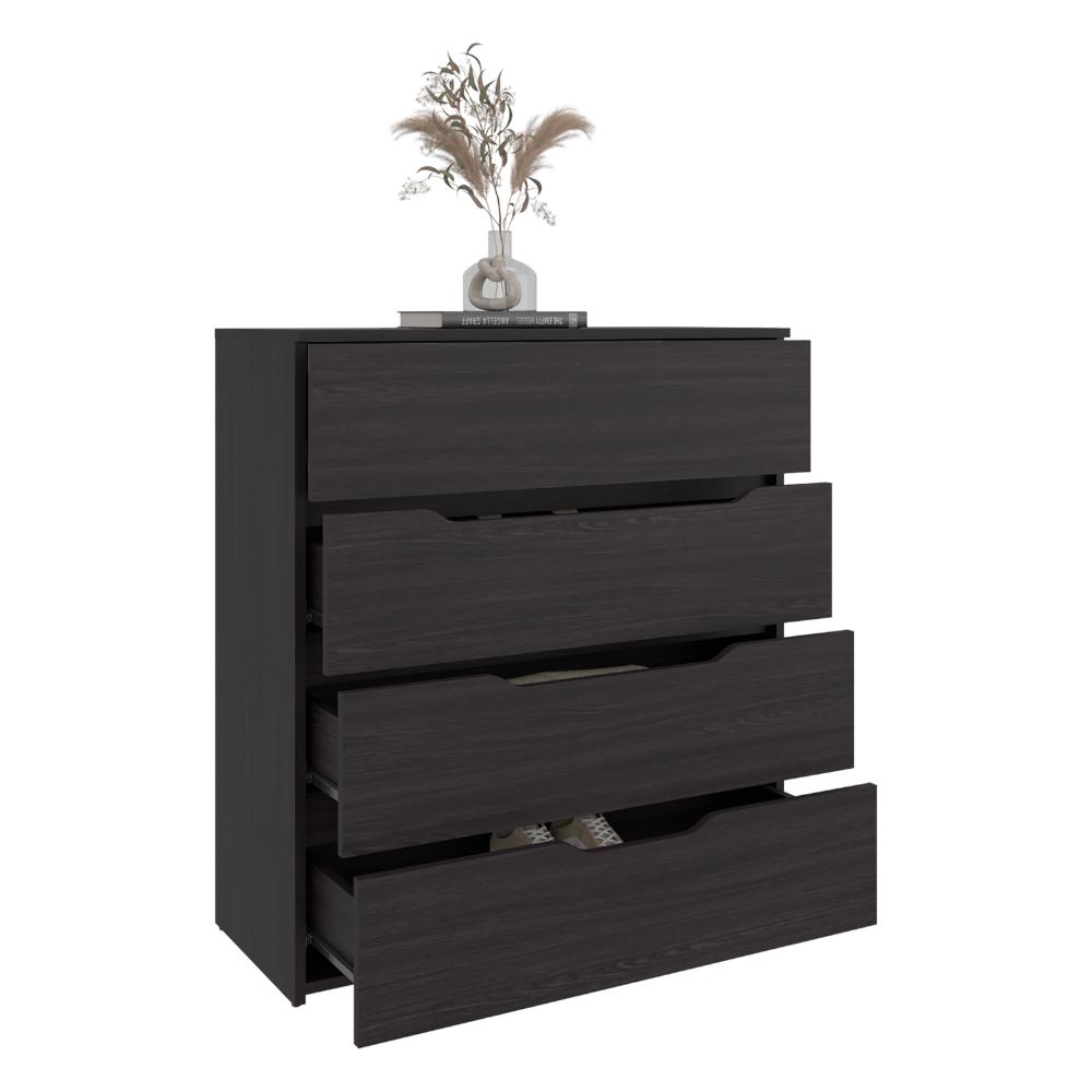 Comoda Zory, Kronos Wengue, Con cuatro cajones, diseño moderno y de fácil armado ZF
