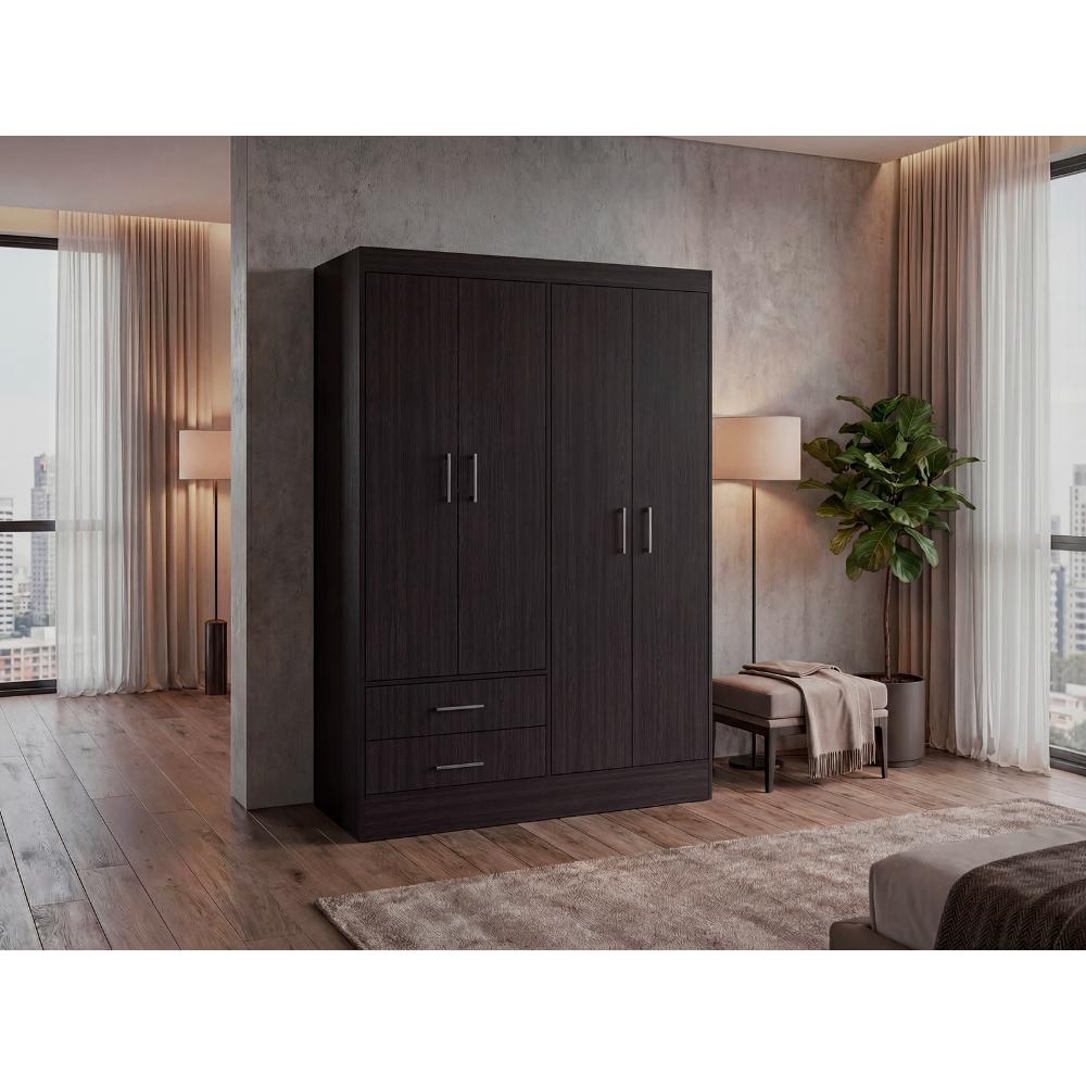 Closet Sarani, Wengue, Con 2 Cajones y 4 Puertas de Fácil Armado ZF