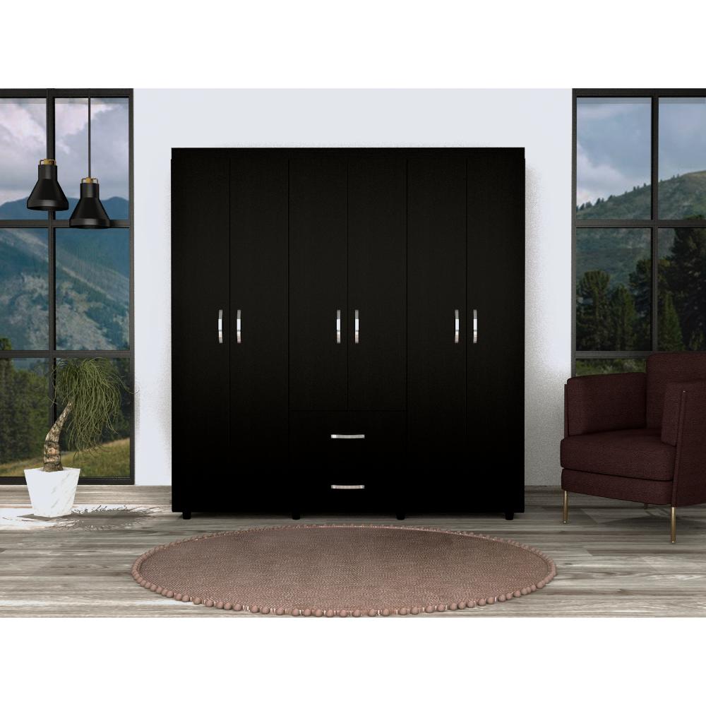 Mueble Multiusos Bariloche Bombay, Wengue, con Variedad de Entrepaños y Seis Puertas Abatibles