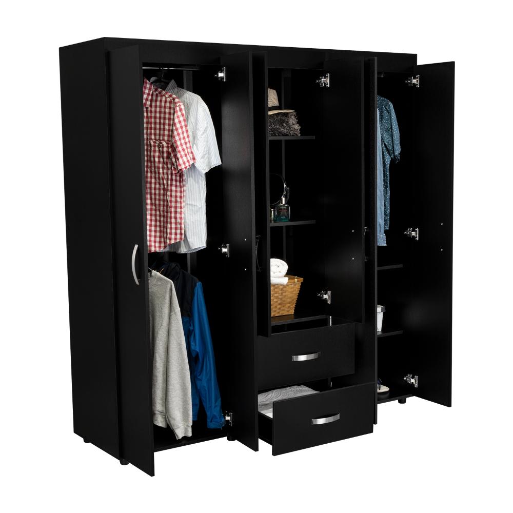 Mueble Multiusos Bariloche Bombay, Wengue, con Variedad de Entrepaños y Seis Puertas Abatibles