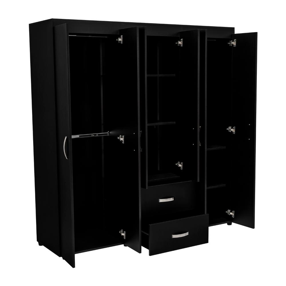 Mueble Multiusos Bariloche Bombay, Wengue, con Variedad de Entrepaños y Seis Puertas Abatibles