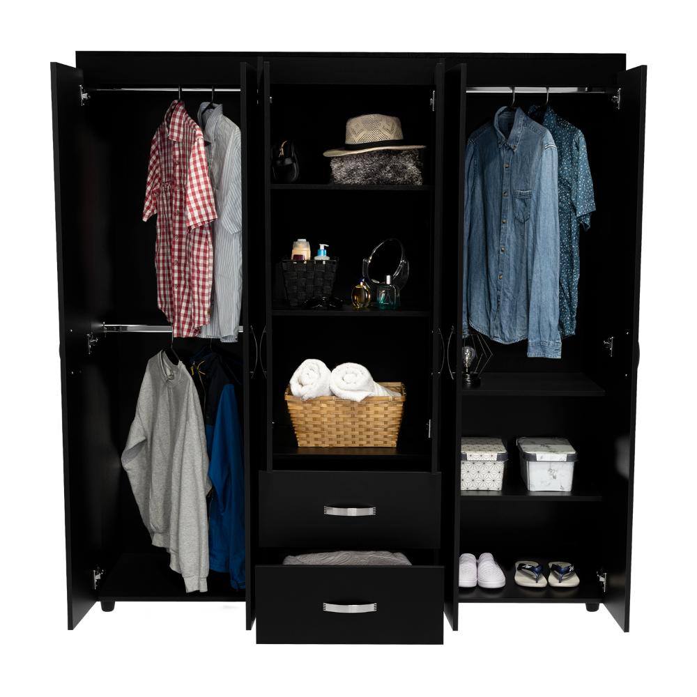 Mueble Multiusos Bariloche Bombay, Wengue, con Variedad de Entrepaños y Seis Puertas Abatibles