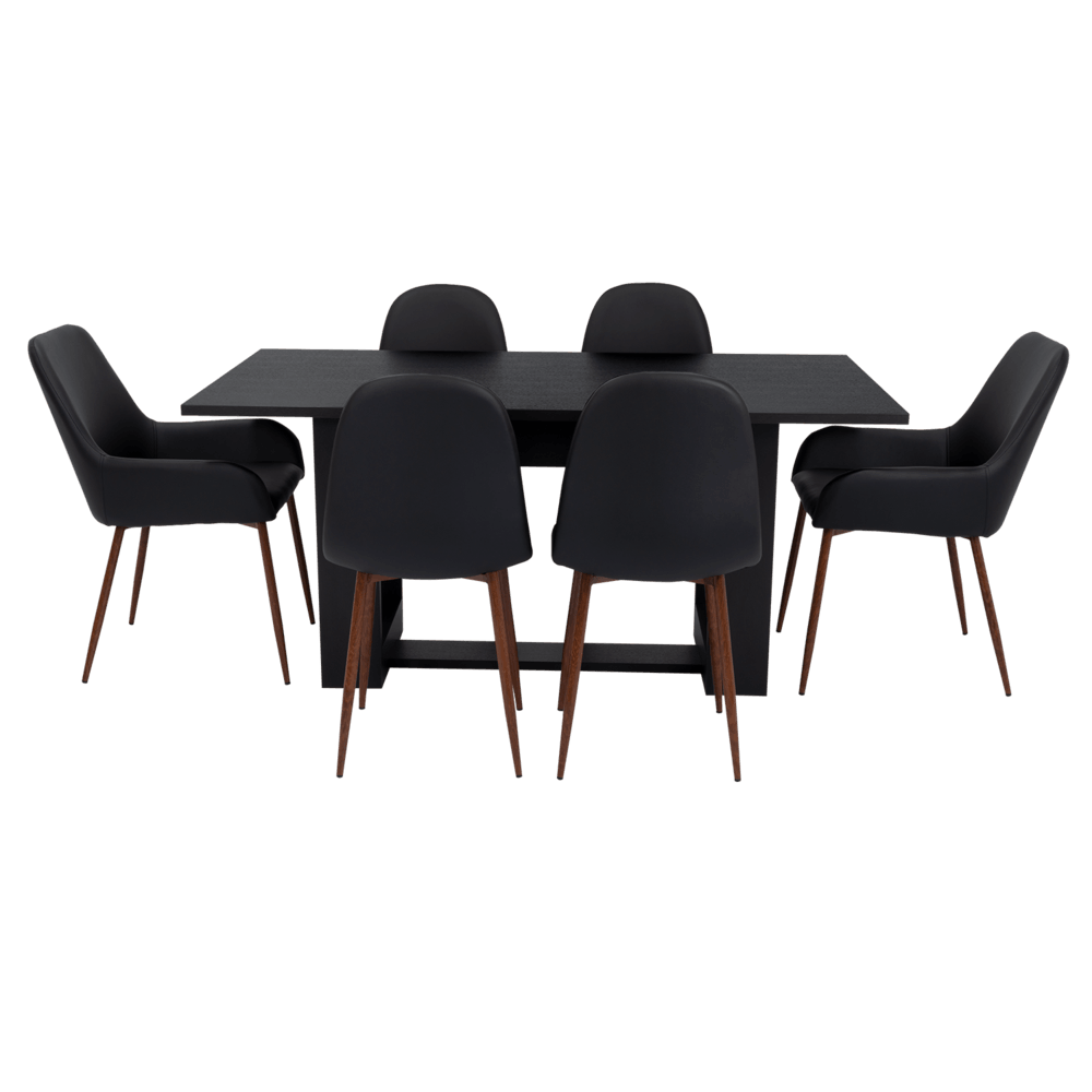 Combo Comedor Satura, Wengue y Café Claro, Incluye Comedor y 6 Sillas - VIRTUAL MUEBLES