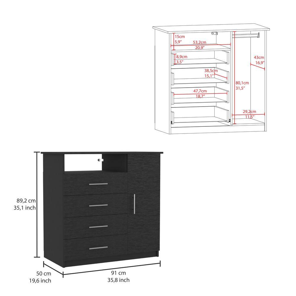 Set de 2 Organizadores Barlovento, Wengue, con Cuatro Cajones y una Puerta ZF