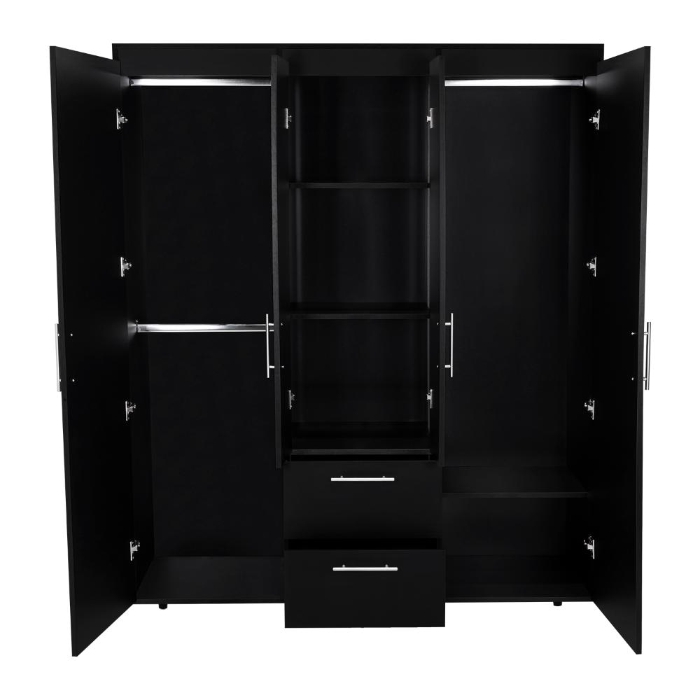 Closet Bariloche Bombay Eco, Wengue, Con Variedad de Entrepaños y Cuatro Puertas Abatibles