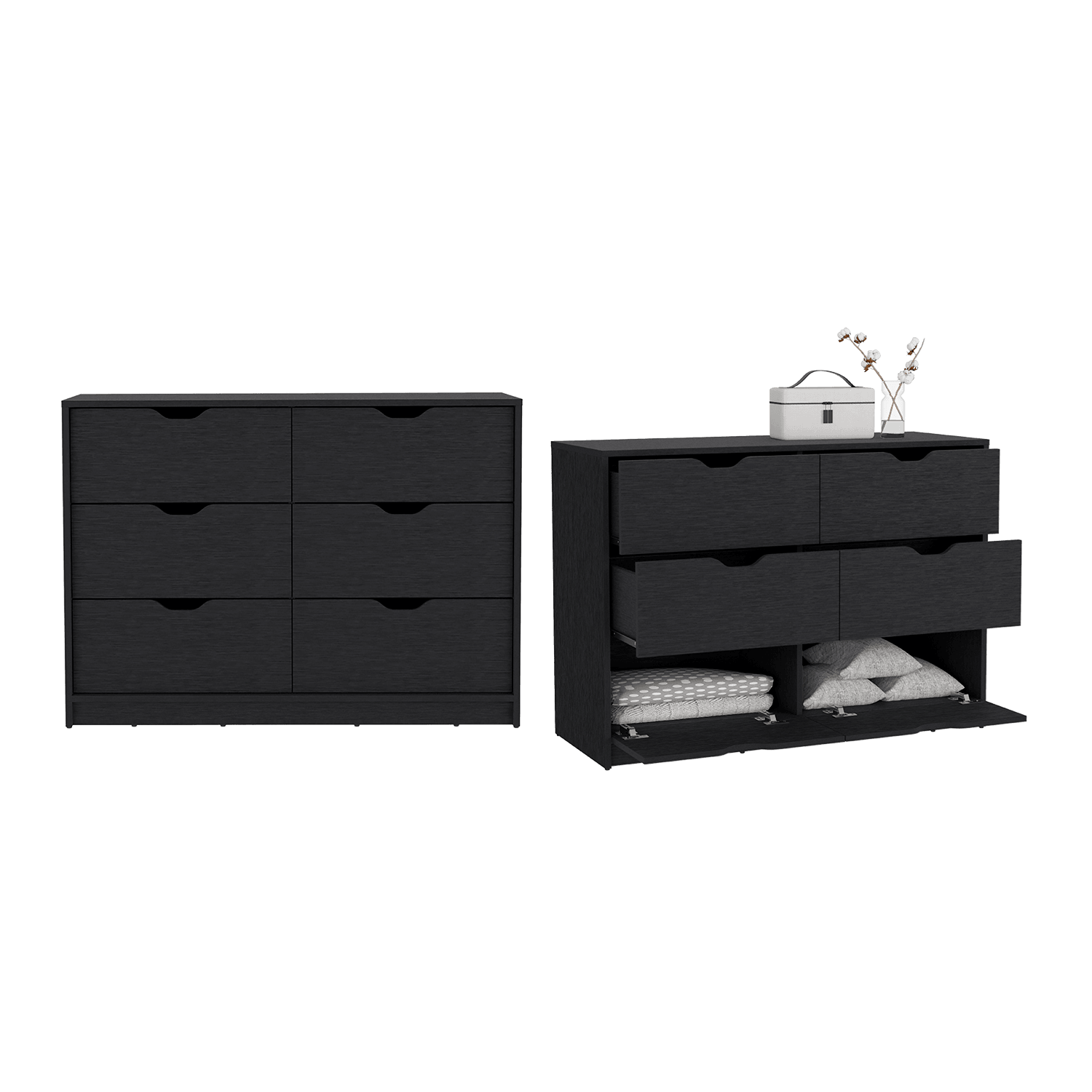 Set de 2 Organizadores Brasilia, Wengue, con Cuatro Cajones Multiusos Deslizables