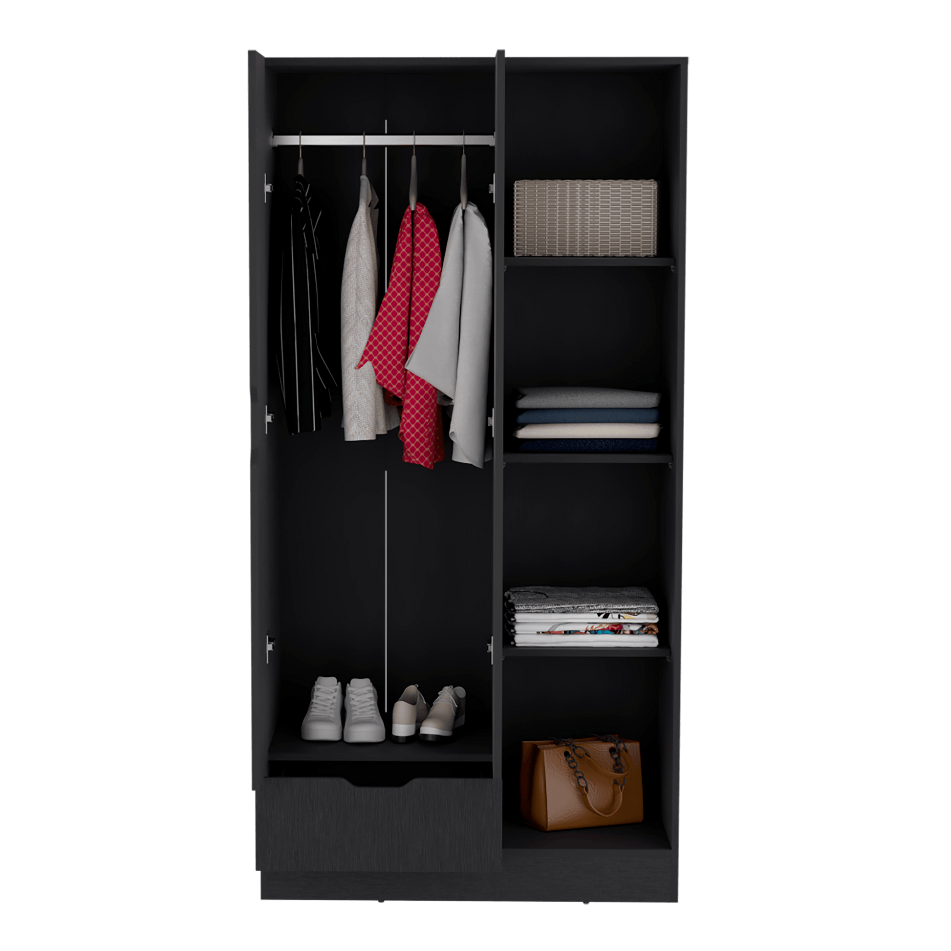 Closet Memphis, Wengue, con Un Tubo Cromado ZF - VIRTUAL MUEBLES