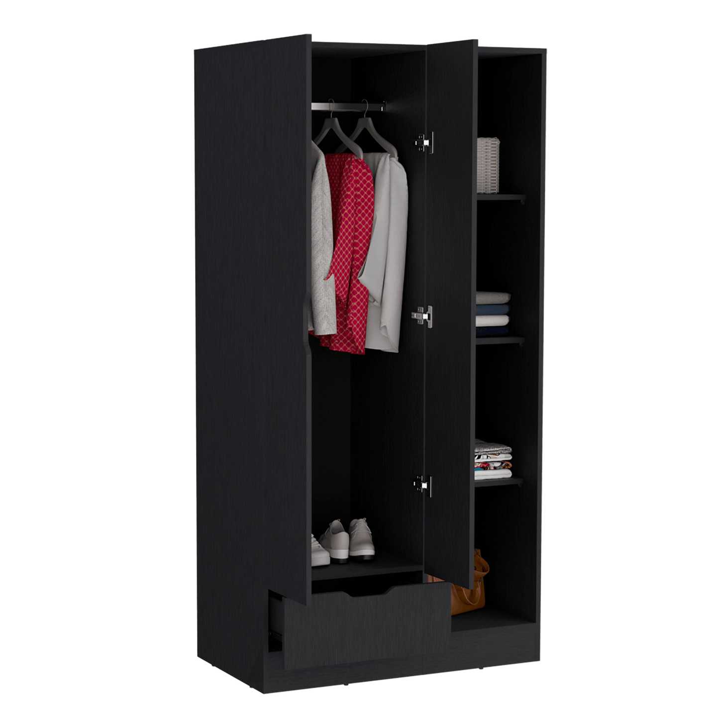 Closet Memphis, Wengue, con Un Tubo Cromado ZF - VIRTUAL MUEBLES