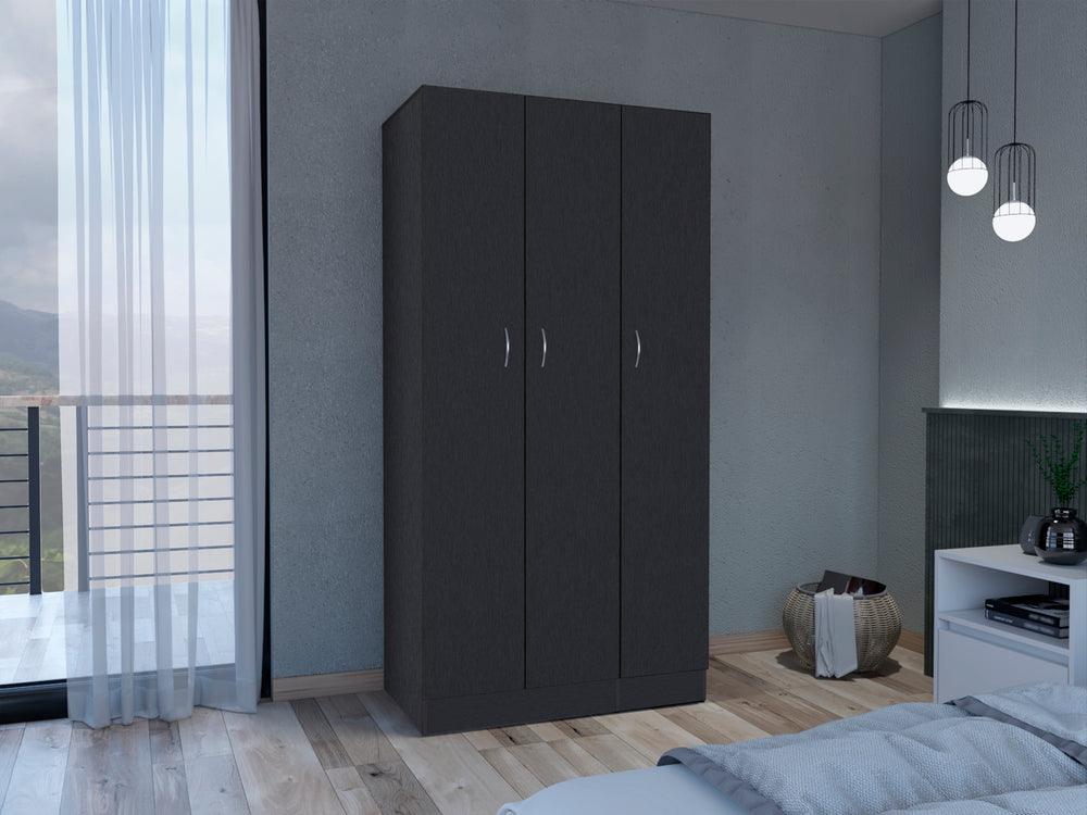 Closet Orbe, Wengue con dos cajones, 4 entrepaños y tubo cromado ZF - VIRTUAL MUEBLES