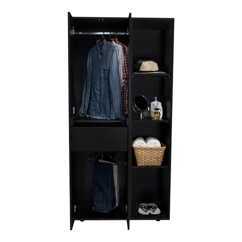 Closet Mandi, Wengue, con Dos Tubos y Un Cajón Deslizable ZF