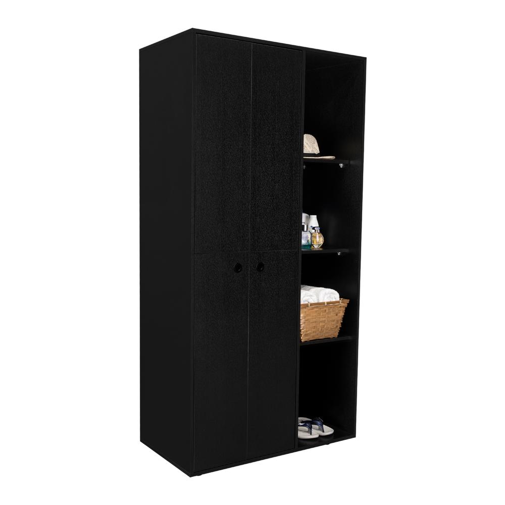 Closet Mandi, Wengue, con Dos Tubos y Un Cajón Deslizable ZF