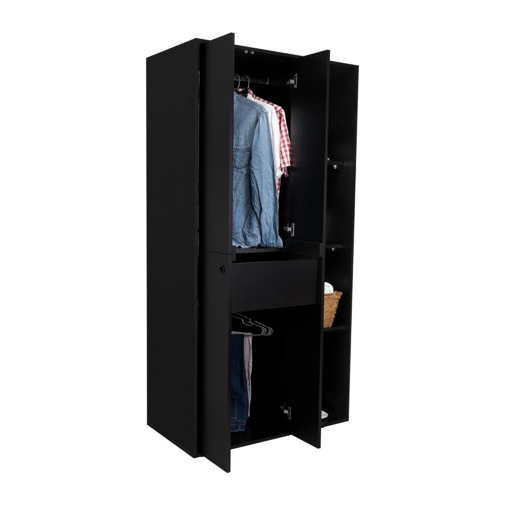 Closet Mandi, Wengue, con Dos Tubos y Un Cajón Deslizable ZF