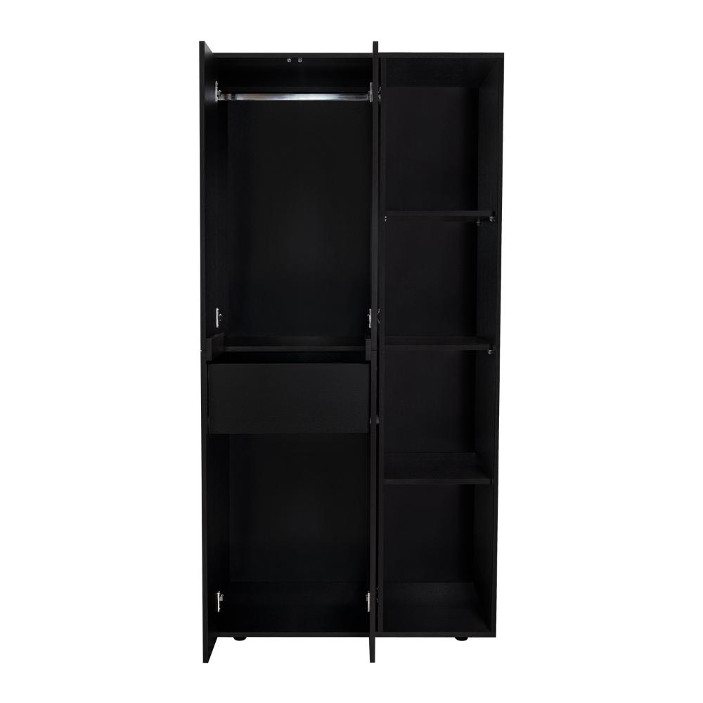 Closet Mandi, Wengue, con Dos Tubos y Un Cajón Deslizable ZF