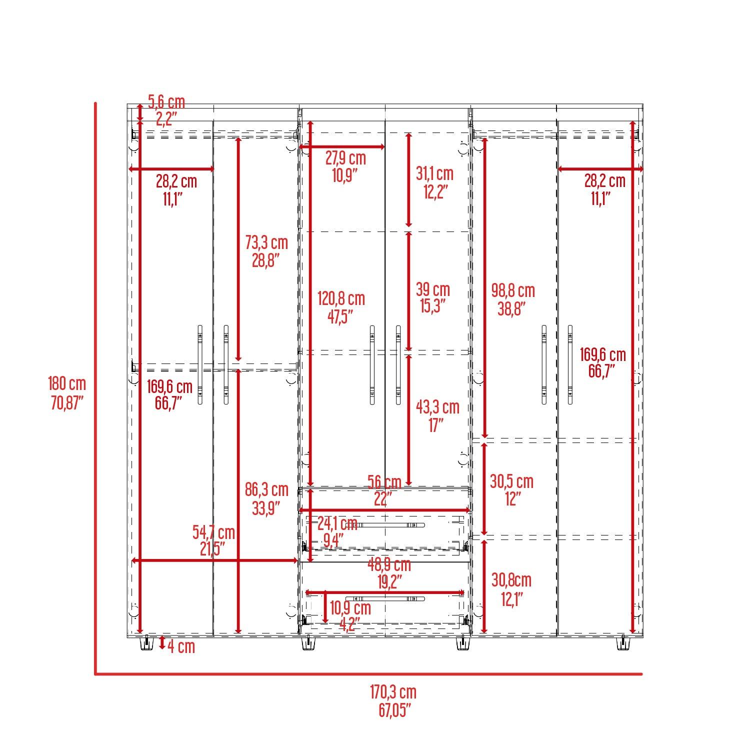 Closet Golden, Wengue y Dorado, Variedad de Entrepaños y Seis Puertas Abatibles - VIRTUAL MUEBLES