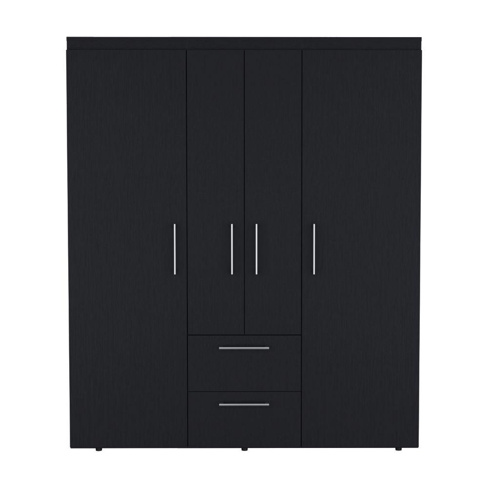 Closet Bariloche Bombay Eco, Wengue, Con Variedad De Entrepaños y Cuatro Puertas Abatibles ZF