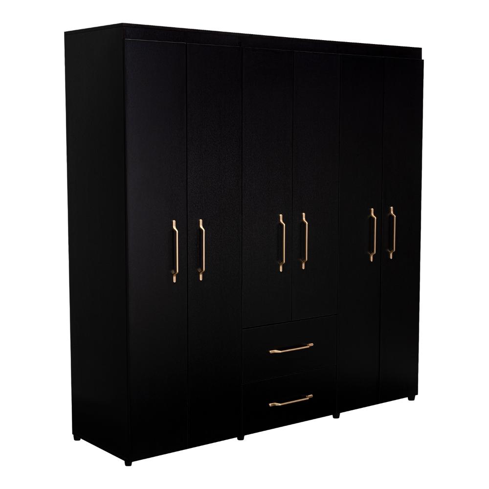 Closet Golden, Wengue y Dorado, Variedad de Entrepaños y Seis Puertas Abatibles