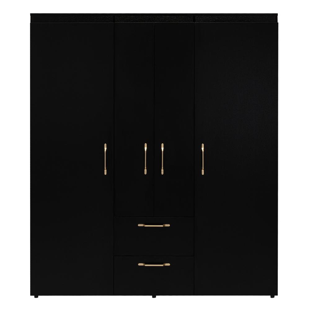 Closet Eco Golden, Wengue y Dorado, Variedad de Entrepaños y Cuatro Puertas Abatibles