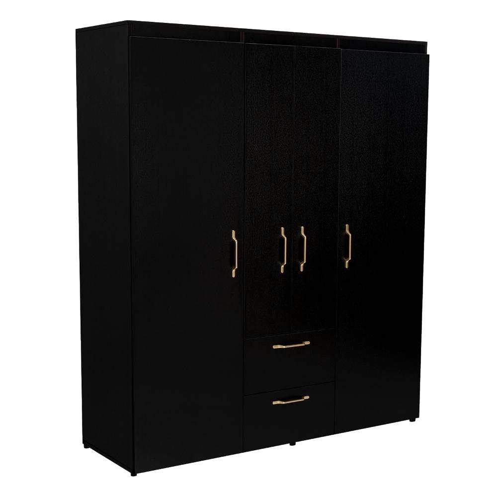 Closet Eco Golden, Wengue y Dorado, Variedad de Entrepaños y Cuatro Puertas Abatibles