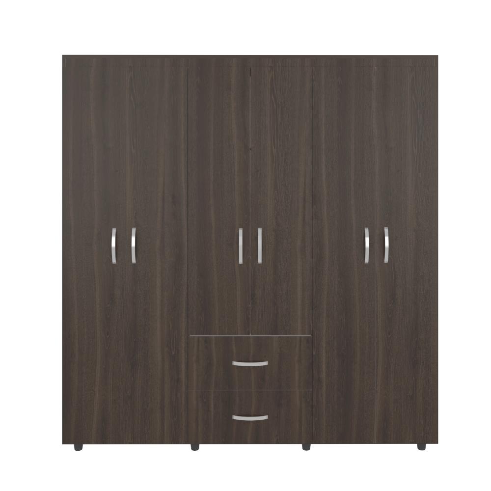 Closet Bariloche Bombay, Milan y Blanco, Variedad de Entrepaños y Seis Puertas Abatibles