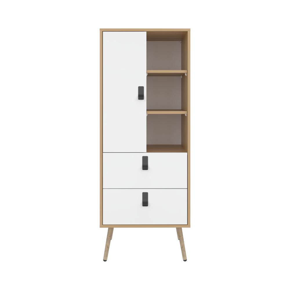 Organizador Huna, Blanco y Macadamia, con dos cajones diseño moderno X2