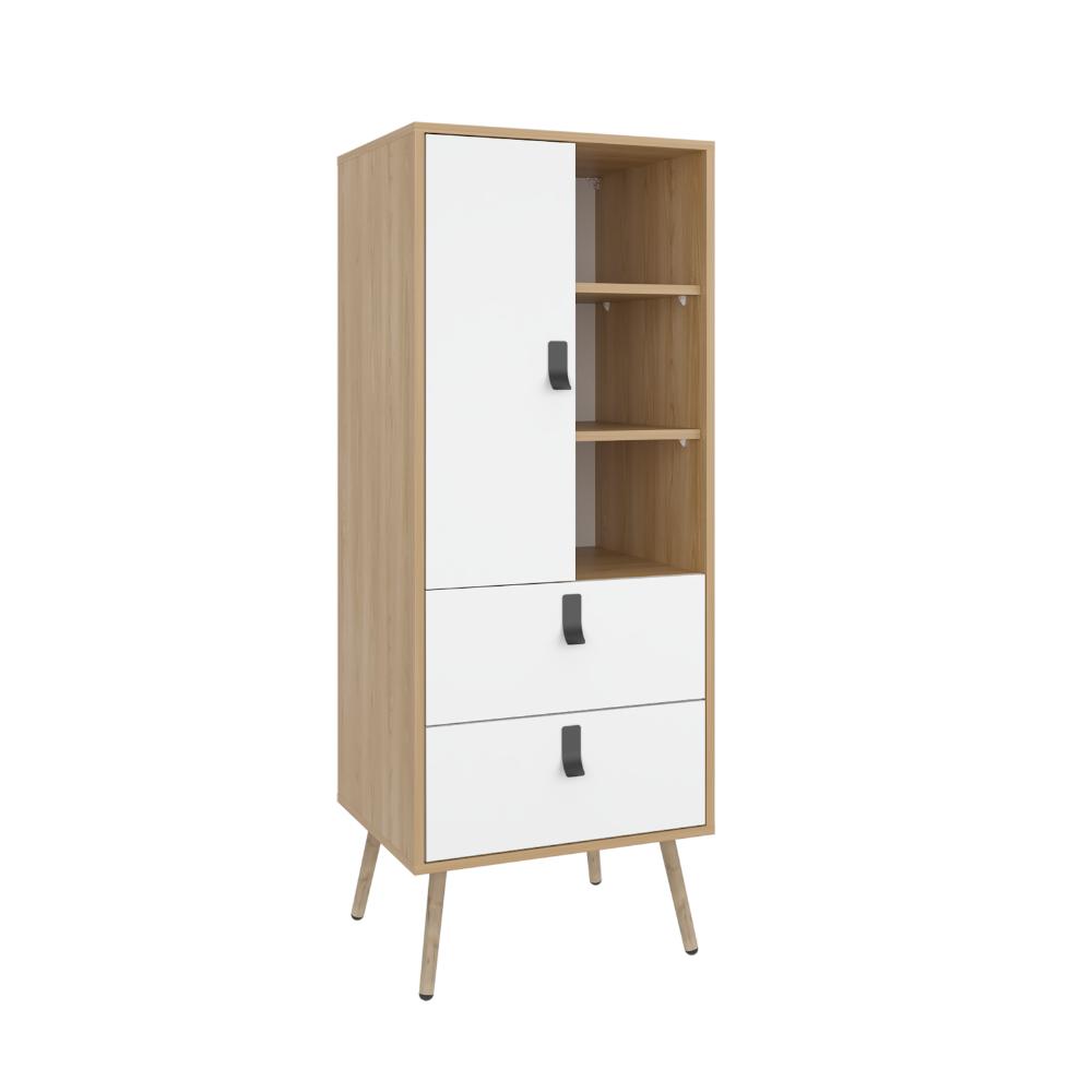 Organizador Huna, Blanco y Macadamia, con dos cajones diseño moderno X2