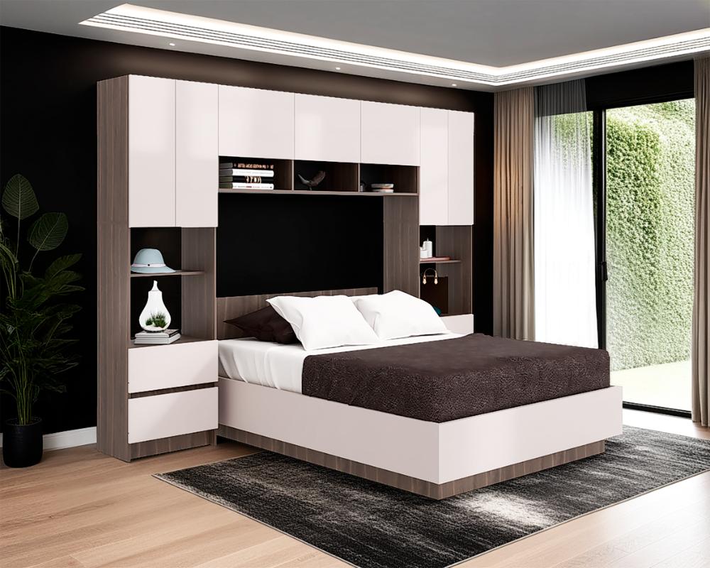 Cama con Clóset Deni, Milán y Capri, Incluye Tendido de Tablas y Clóset con Amplios Espacios de Almacenamiento