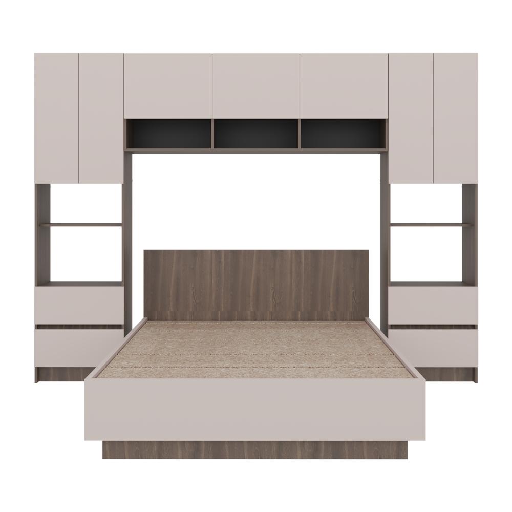 Cama con Clóset Deni, Milán y Capri, Incluye Tendido de Tablas y Clóset con Amplios Espacios de Almacenamiento