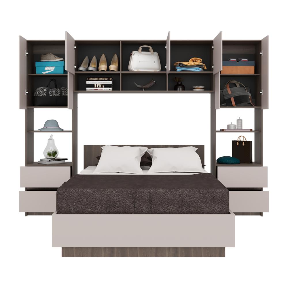 Cama con Clóset Deni, Milán y Capri, Incluye Tendido de Tablas y Clóset con Amplios Espacios de Almacenamiento