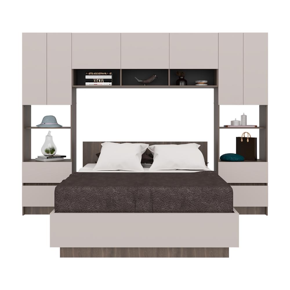 Cama con Clóset Deni, Milán y Capri, Incluye Tendido de Tablas y Clóset con Amplios Espacios de Almacenamiento