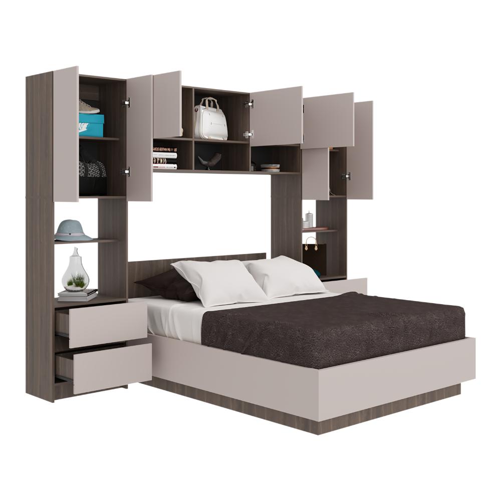 Cama con Clóset Deni, Milán y Capri, Incluye Tendido de Tablas y Clóset con Amplios Espacios de Almacenamiento