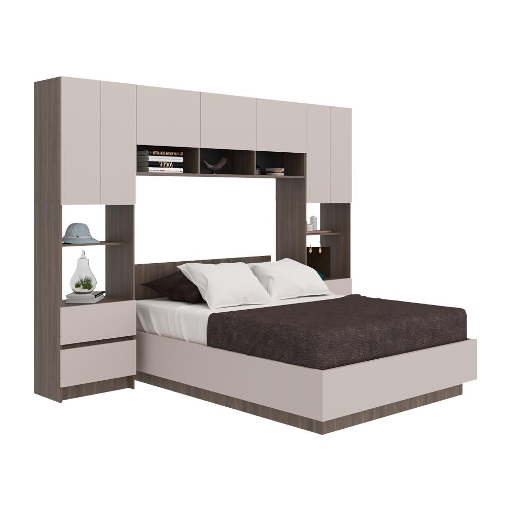 Cama con Clóset Deni, Milán y Capri, Incluye Tendido de Tablas y Clóset con Amplios Espacios de Almacenamiento