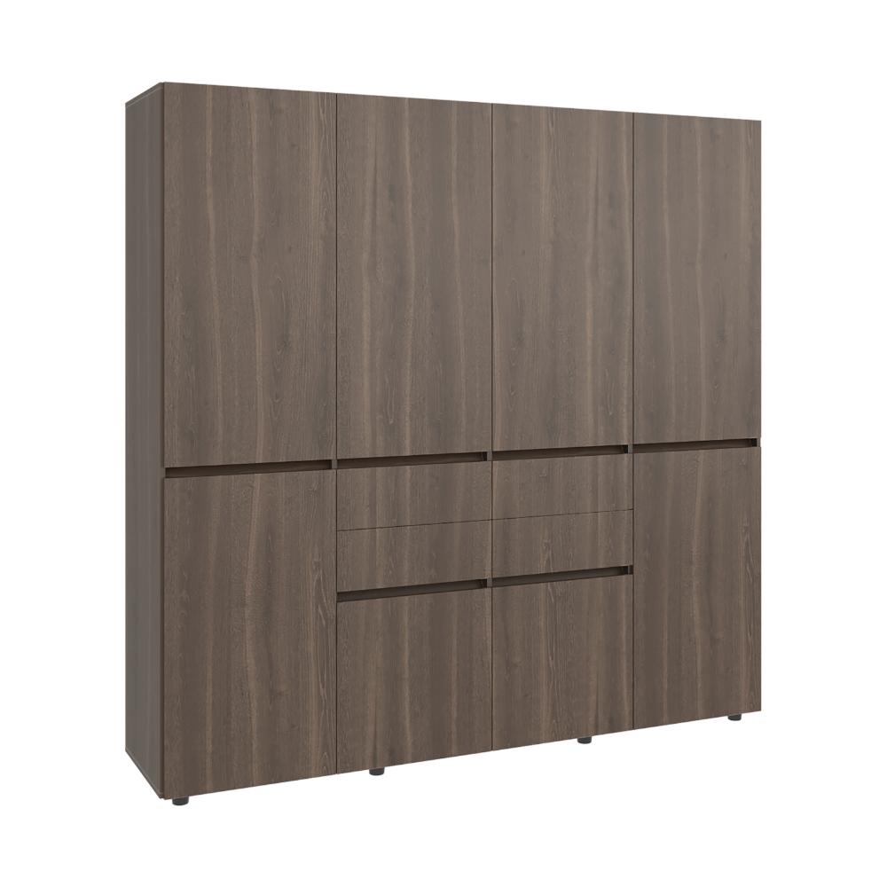 Closet Siruela 200, Milan y Wengue, con Cuatro Cajones, Ocho Puertas y Gran Capacidad de Almacenamiento