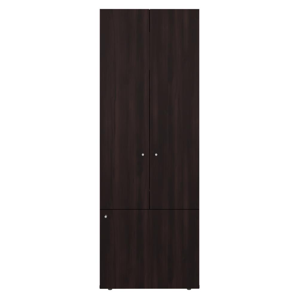 Closet Beico II, Nogal y Negro, con tres Puertas Abatibles y cuatro entrepaños ZF