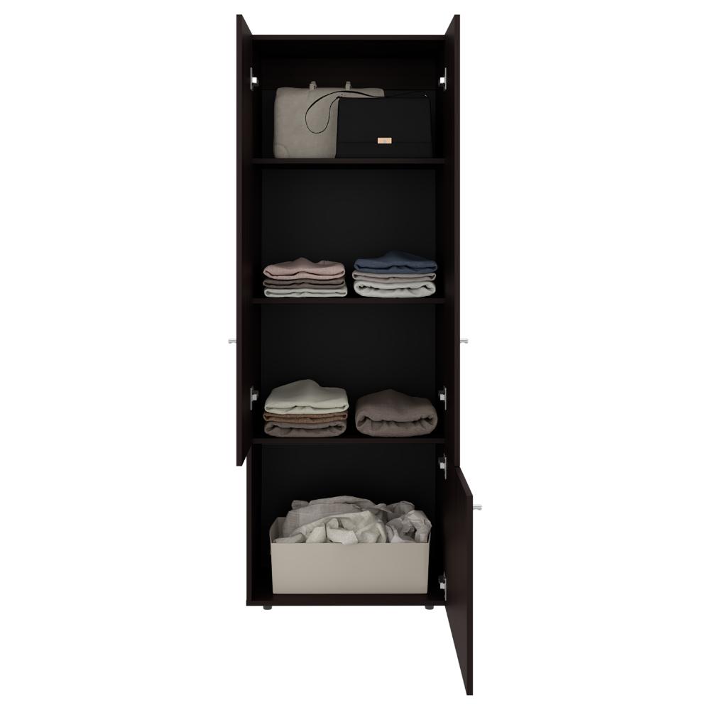Closet Beico II, Nogal y Negro, con tres Puertas Abatibles y cuatro entrepaños ZF