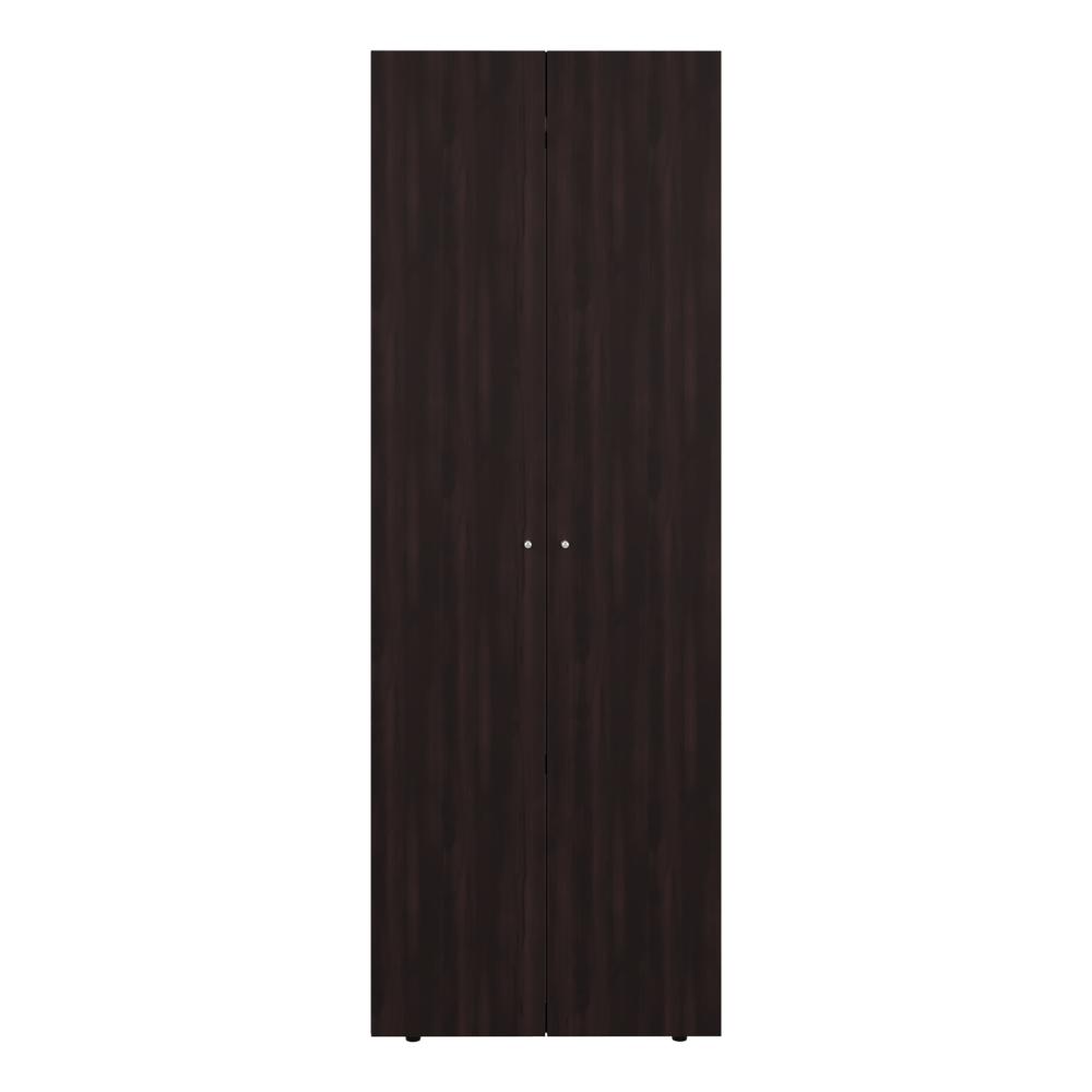 Closet Beico, Nogal y Negro, con dos Puertas Abatibles y un Tubo cromado ZF