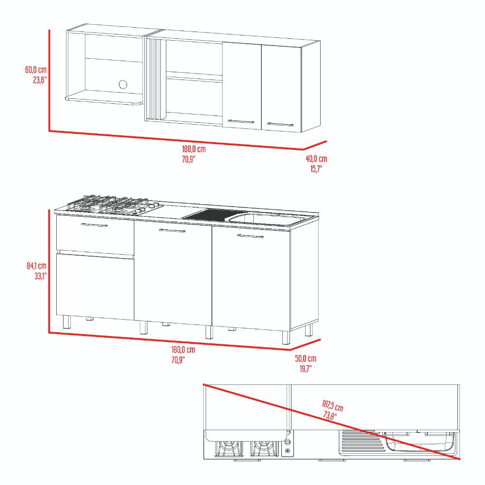 Cocina Integral Preston, Blanco Duqueza y Milan, Incluye Mesón North Derecho y Estufa 4G