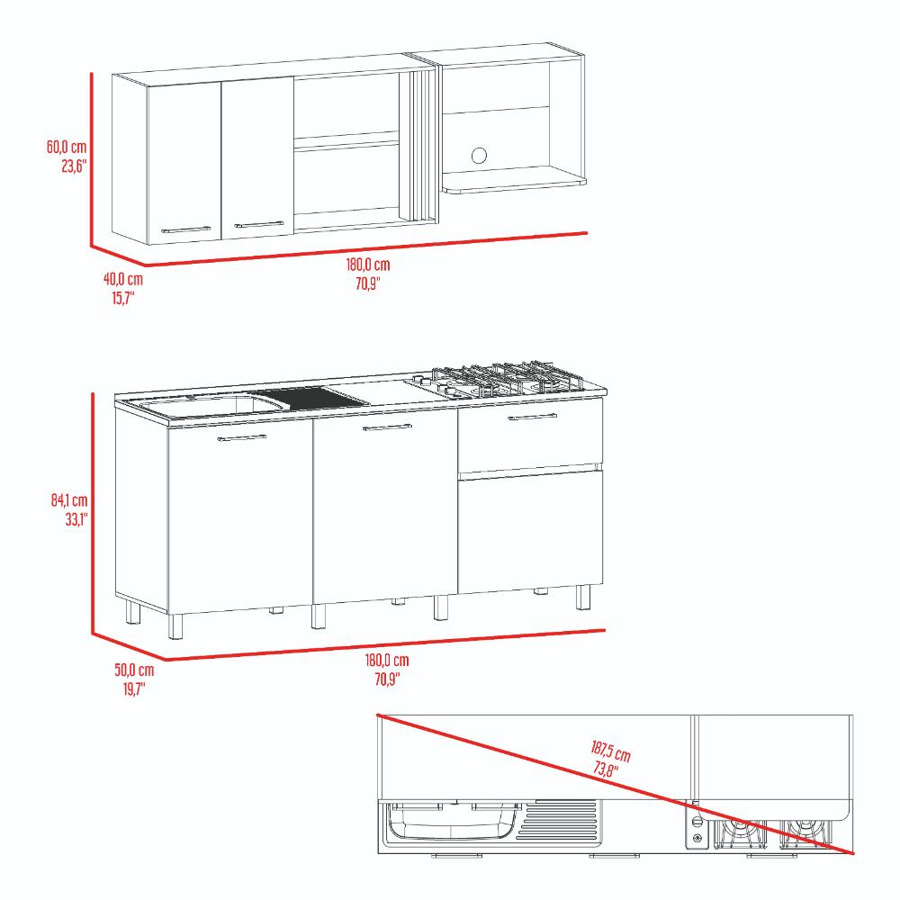 Cocina Integral Preston, Blanco Duqueza y Bardolino, Incluye Mesón North Izquierdo y Estufa 4G