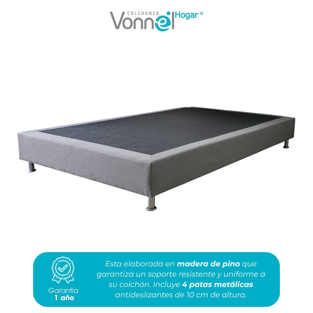 Combo Colchón + Base Cama Marca Vonnel Doble (140 X 190 Cm ) Resortado Pl X-S25 Plus