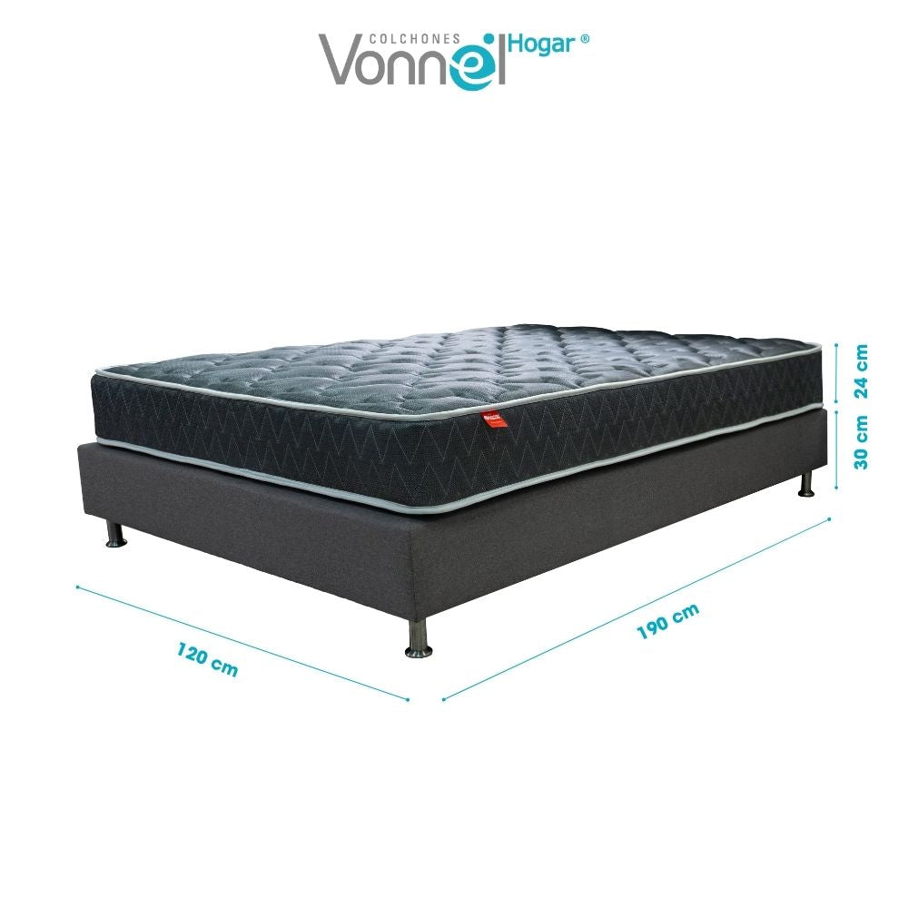 Combo Colchon + Basecama Marca Vonnel Semidoble (120 X 190 Cm ) Resortado Ortopedic