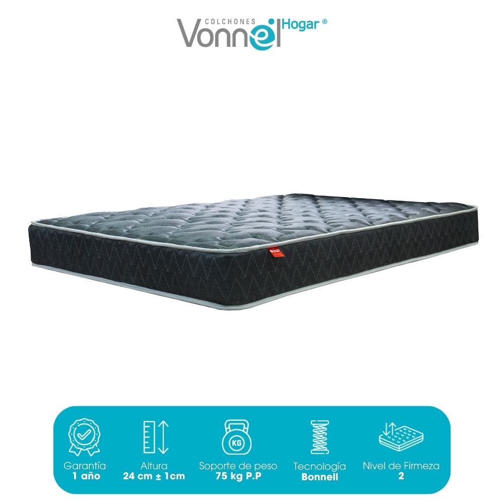 Combo Colchón + Basecama Marca Vonnel Doble (140 X 190 Cm ) Resortado Ortopedic