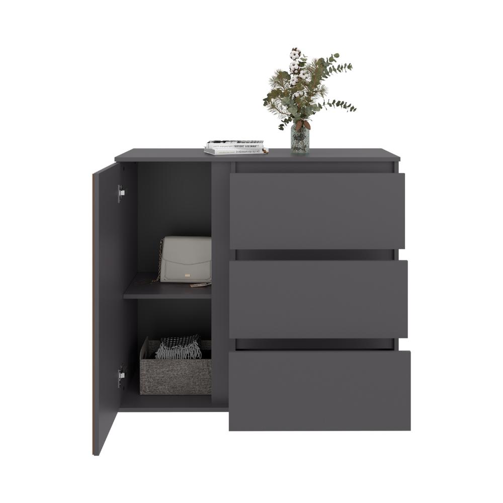 Organizador Bowie, Plomo y Ocaso, Con tres cajones y 1 puerta, con amplios espacios