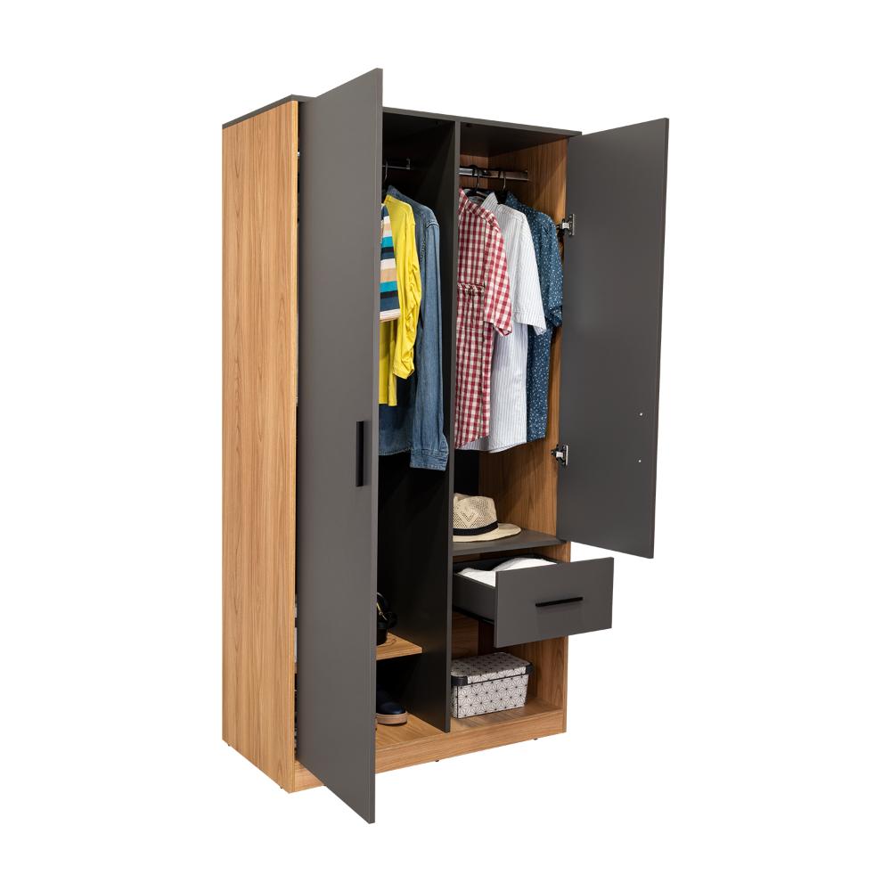 Closet Ader, Plata Oscuro y Fresno Europeo, de dos puertas ZF