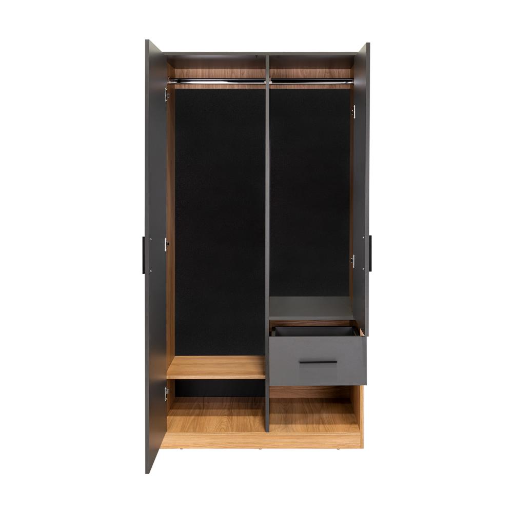 Closet Ader, Plata Oscuro y Fresno Europeo, de dos puertas ZF