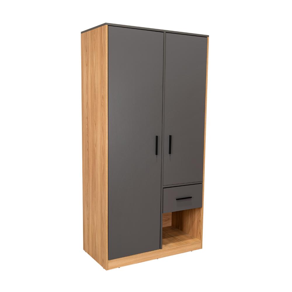 Closet Ader, Plata Oscuro y Fresno Europeo, de dos puertas ZF
