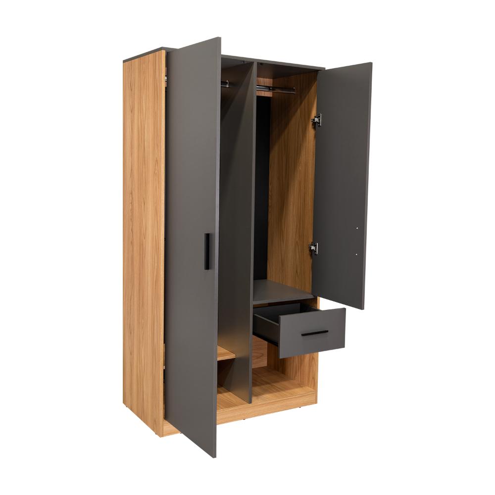 Closet Ader, Plata Oscuro y Fresno Europeo, de dos puertas ZF