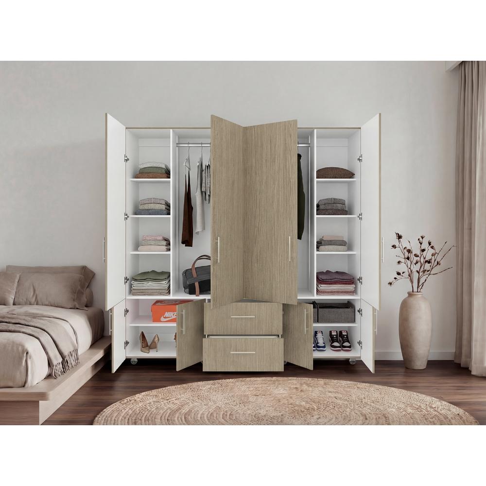 Closet Dallas, Cartagena y Blanco, con Ocho Puertas Abatibles y Dos Cajones Organizadores